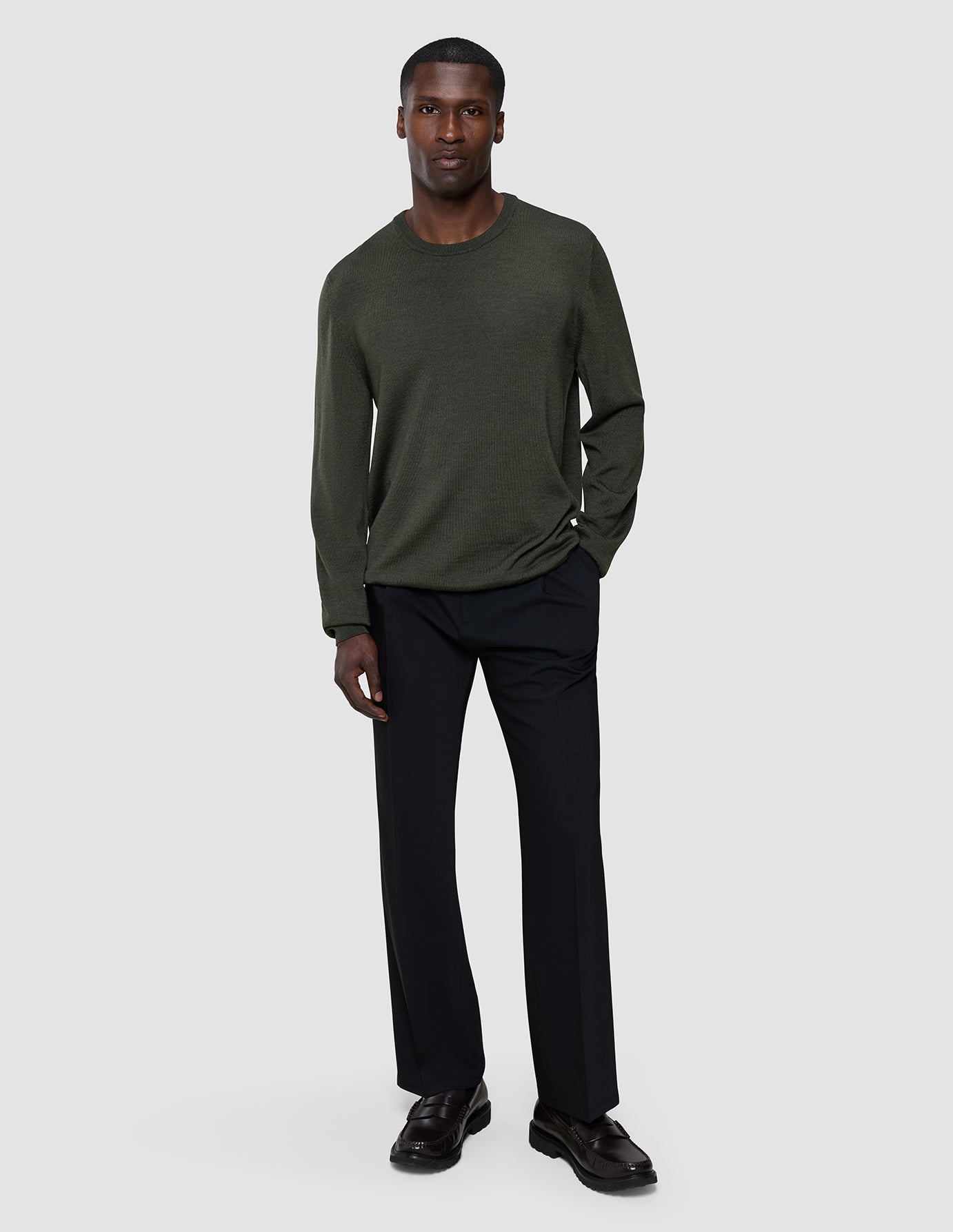 Seamless Premium Merino Knit Crewneck Green Night